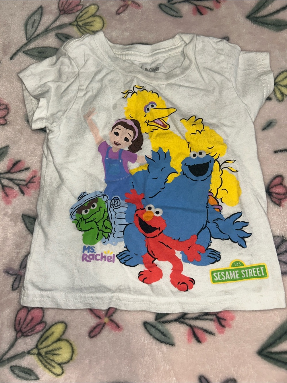 Sesame Street White Tee with Elmo, Cookie Monster & Big Bird